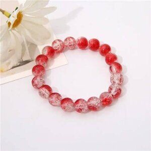 New Womens Pink Red Glass Stone 8mm Bracelet